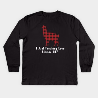 I Just Freaking Love Llamas OK Tartan Plaid Kids Long Sleeve T-Shirt